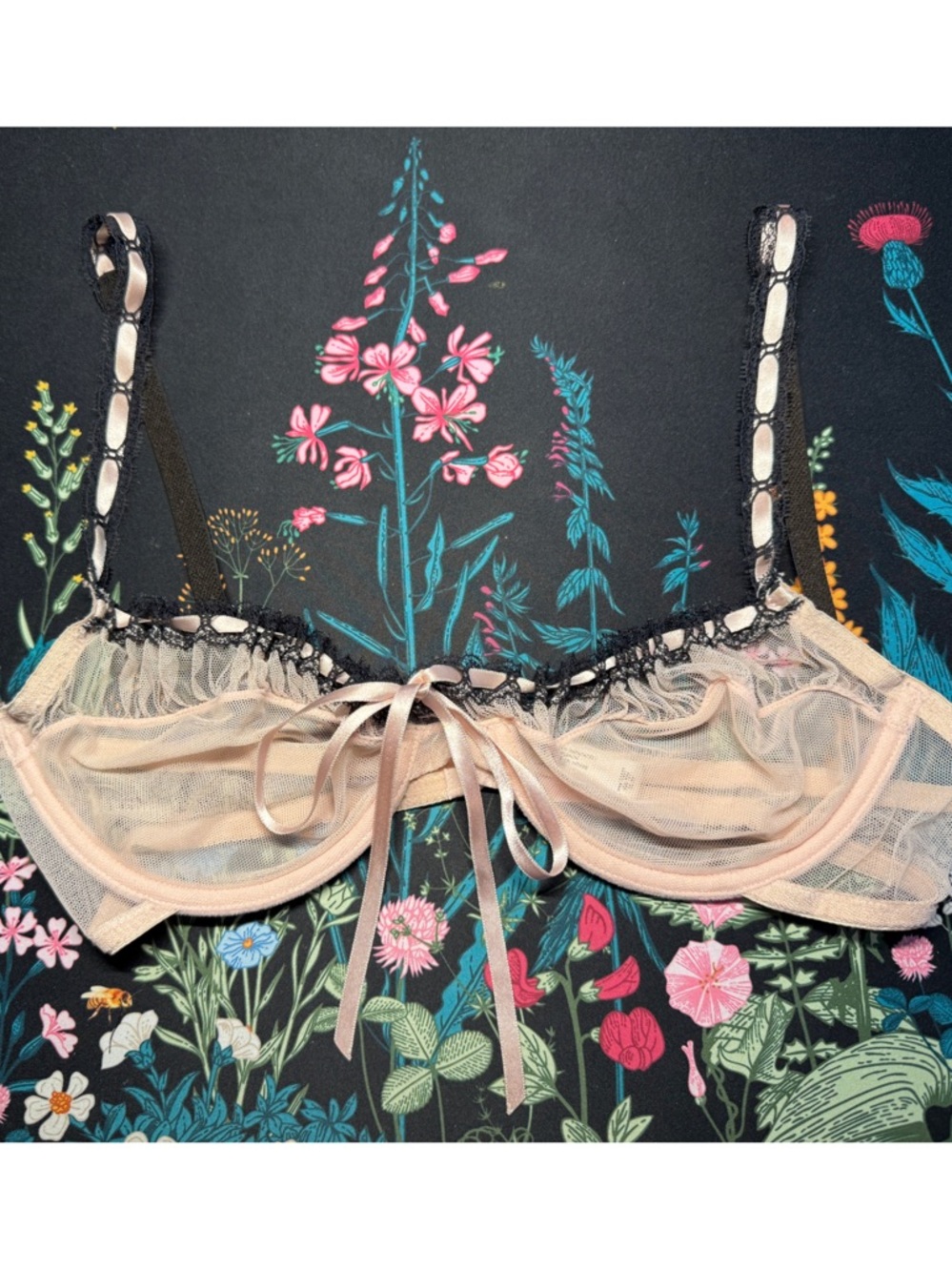 Victoria's Secret Vintage Sheer Pink Lace-Trim Underwire Bra VS Y2K Archival